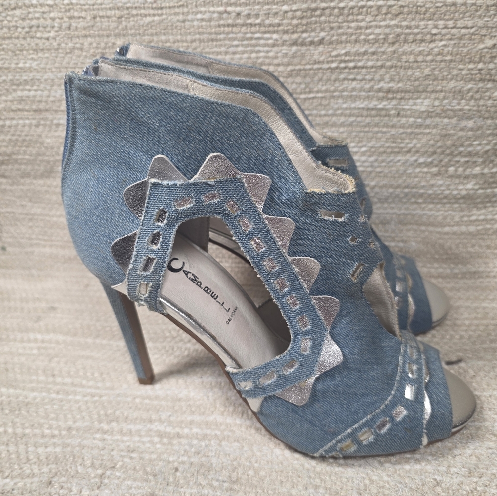 Jeffrey Campbell Denim Cutout Peep Toe Heels NWOB Y2K 8.5